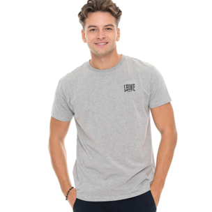 Camiseta de hombre de manga corta de algodón elástico con pequeño logo "Basic"