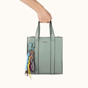 Bolso Crossbody Tote Verde Agua con Charms y Doble Asa CHARMS CROSSBODY TOTE AQUA