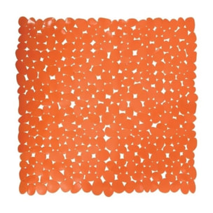 MSV Tapis Fond de douche PVC GALETS 53x53cm Orange