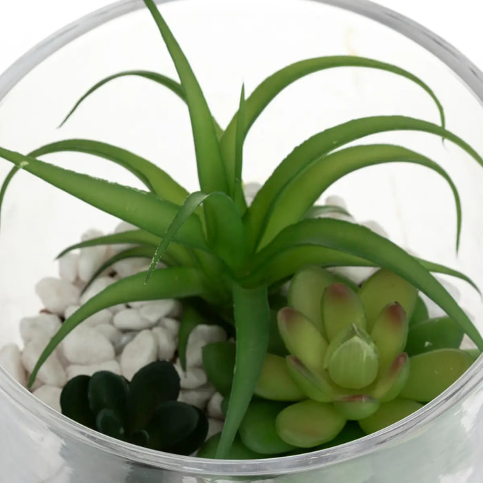 Composition des plantes arificielles - pot en verre - D15 cm