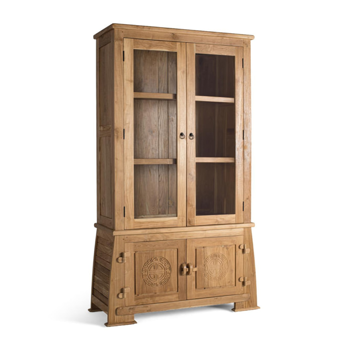 Vitrine en bois de teck 109 cm style colonial oriental