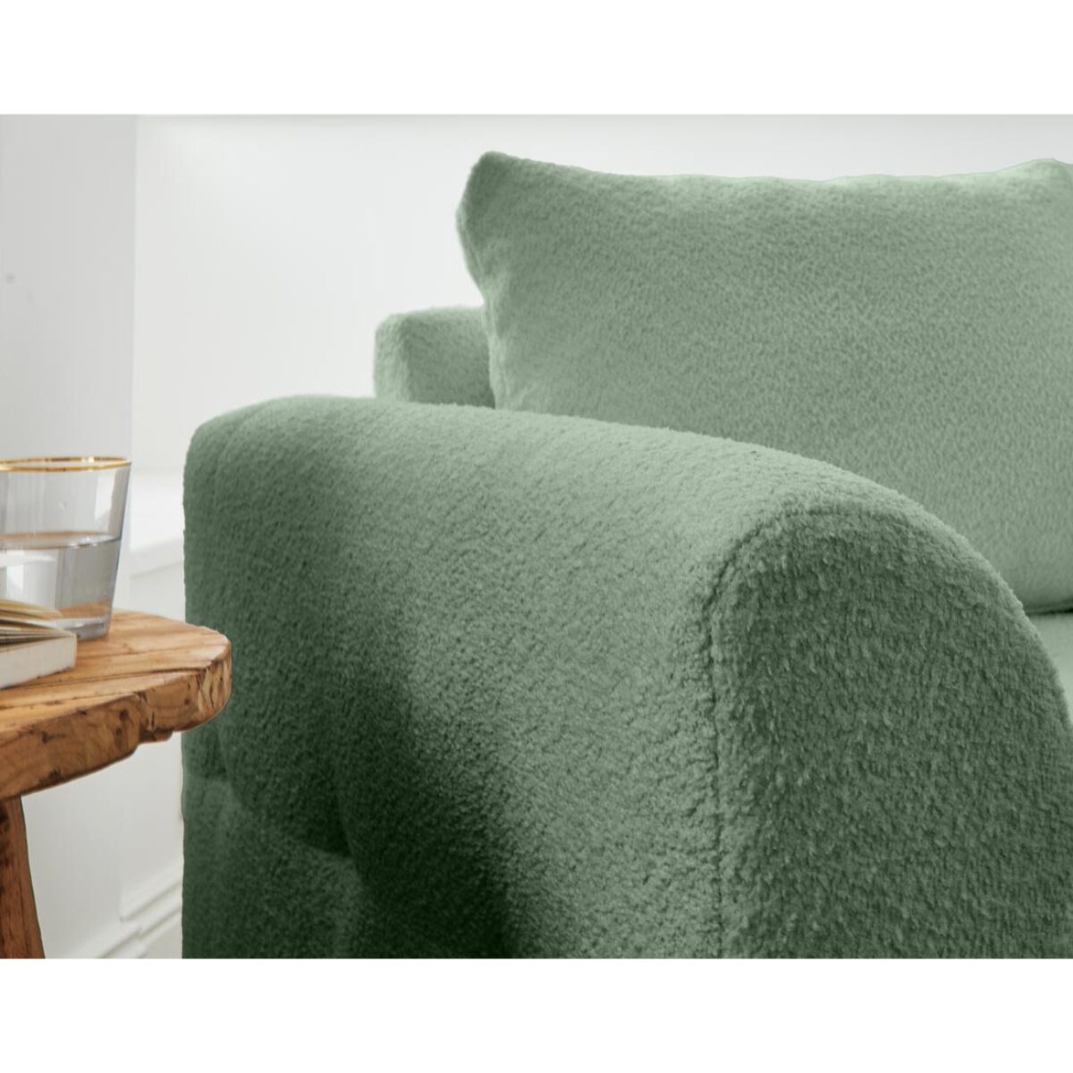 Rune - fauteuil - en tissu bouclette - Vert sauge