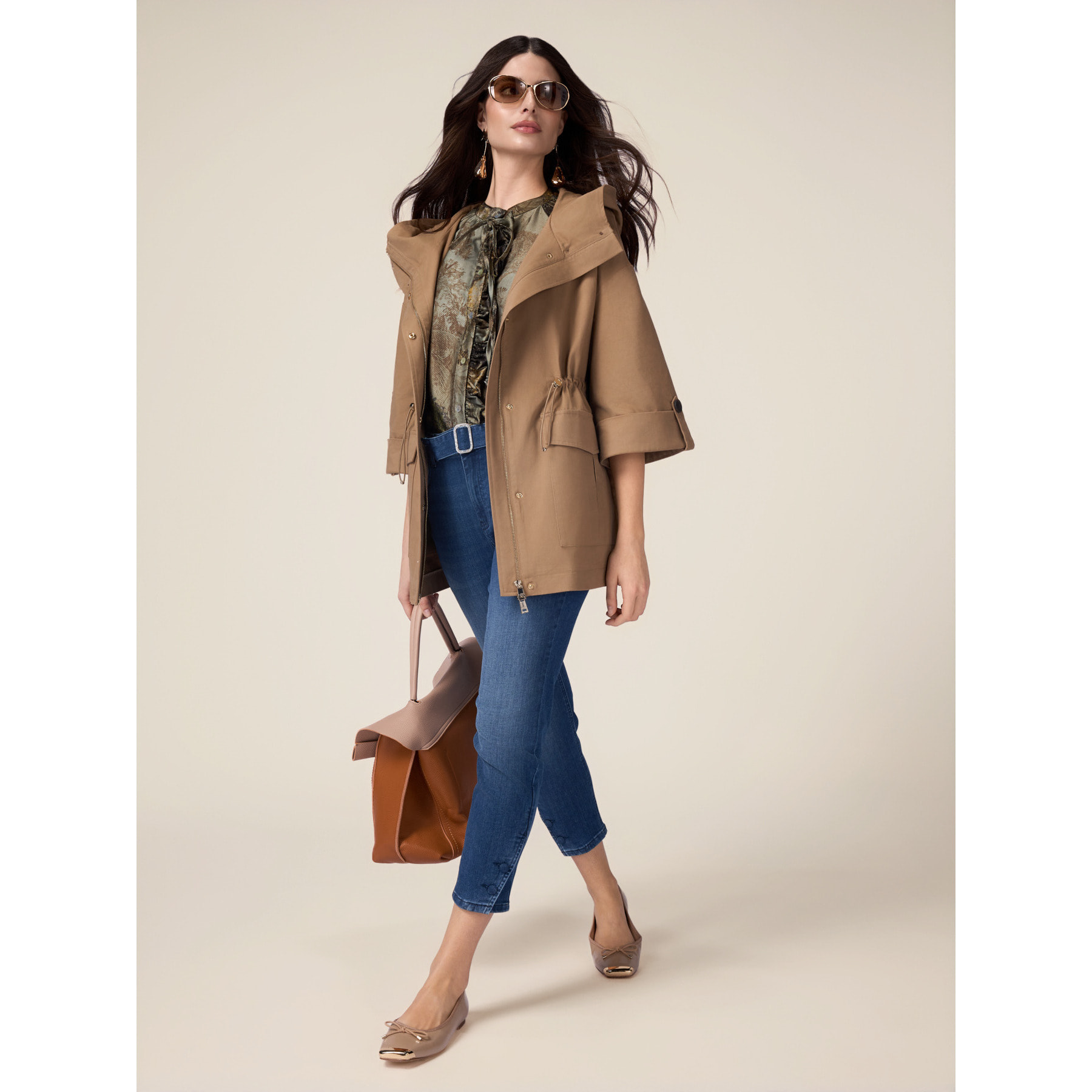 Oltre - Vaqueros con cinturón y hebilla de joya - Azul