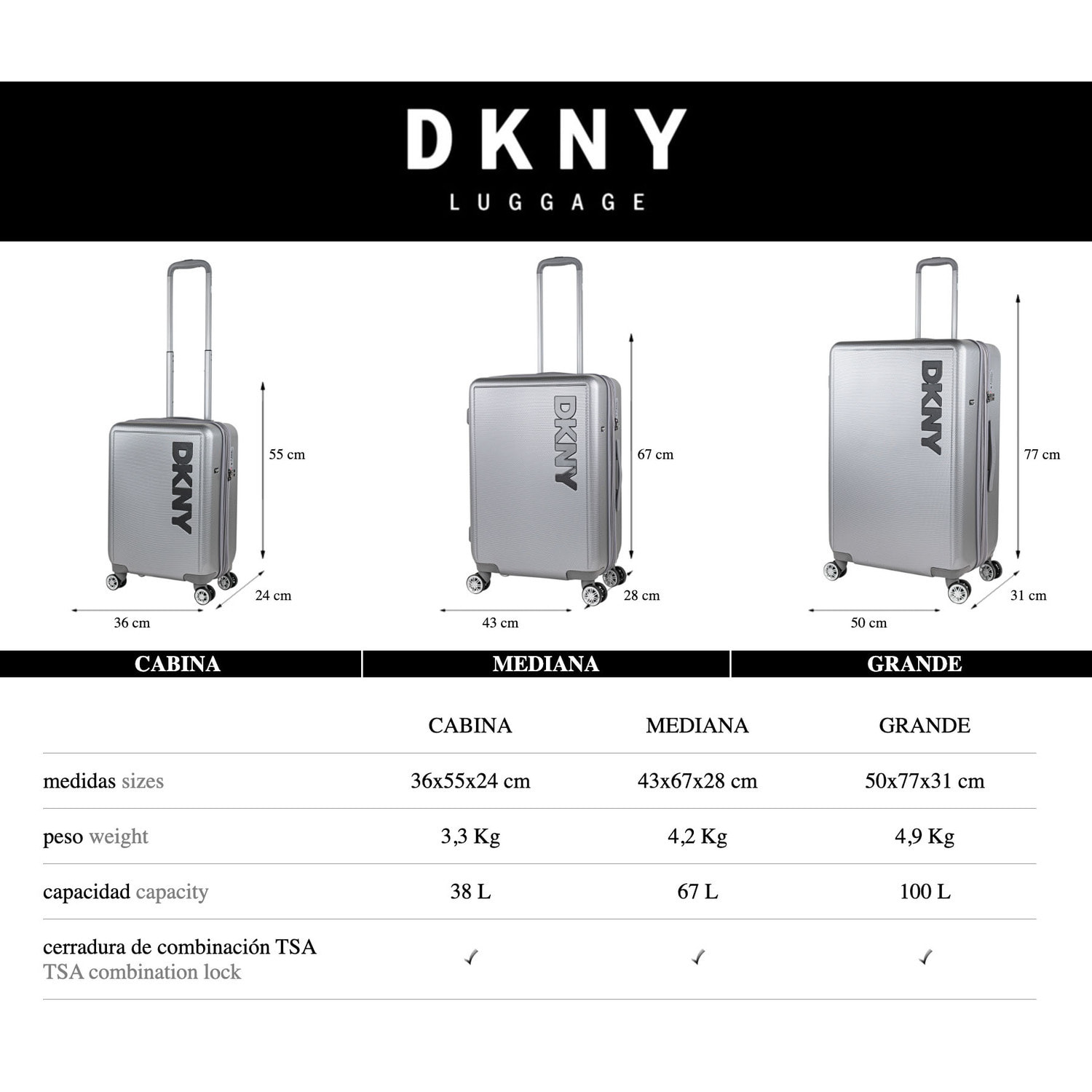 Juego De Maletas Pc Dkny Dkny-3103 Simply Put Plata
