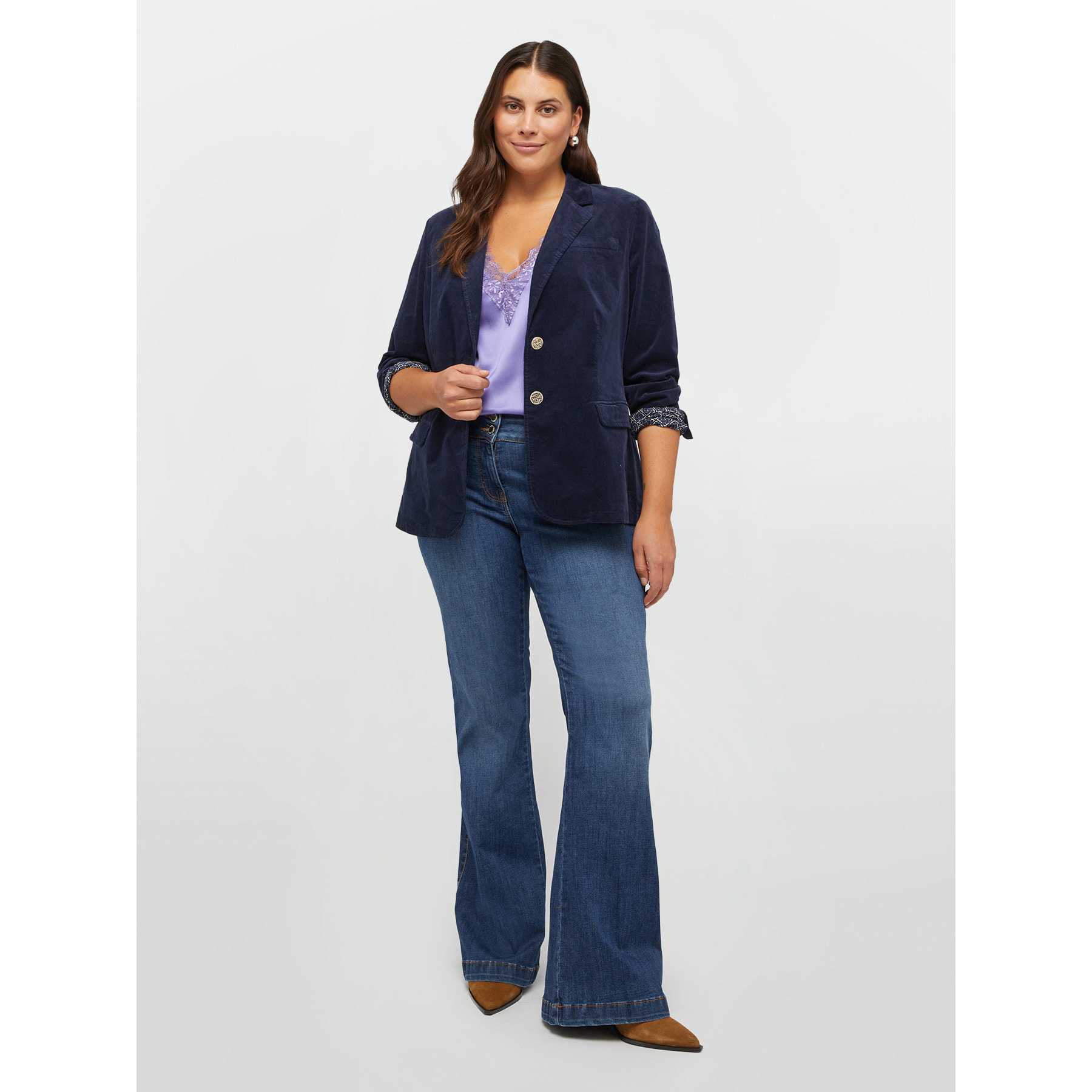 Fiorella Rubino - Top in raso con scollo a V in pizzo - Viola