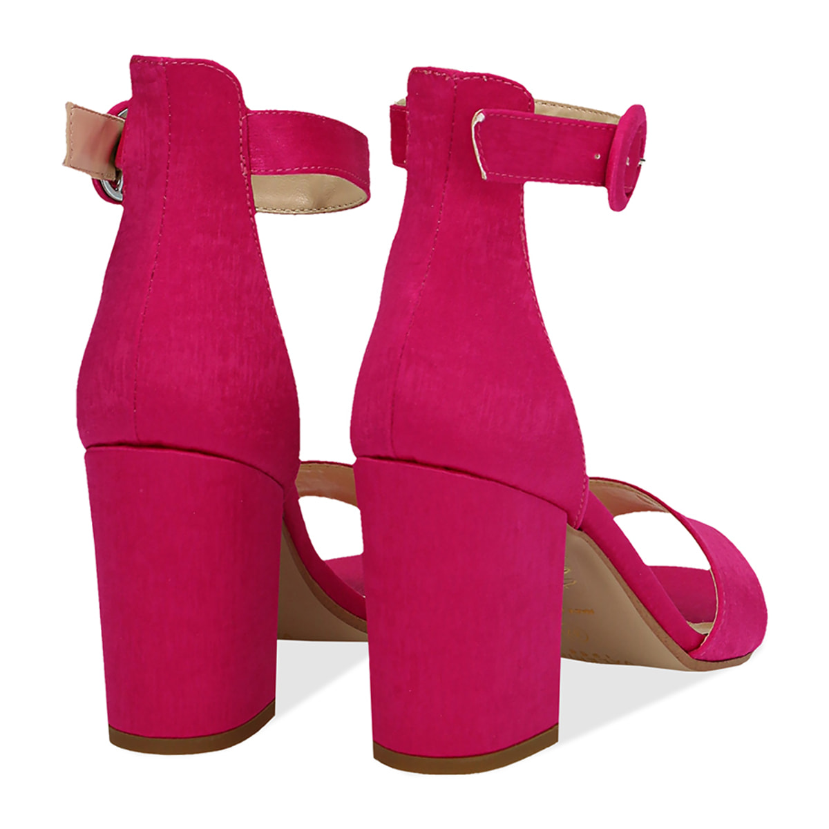 Sandali fucsia in raso, tacco 9 cm