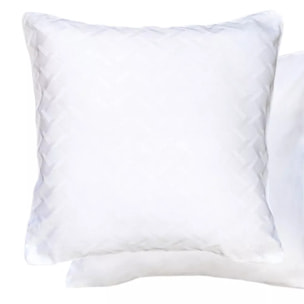 Taie d'oreiller satin de coton motif jacquard blanc Adagio blanc