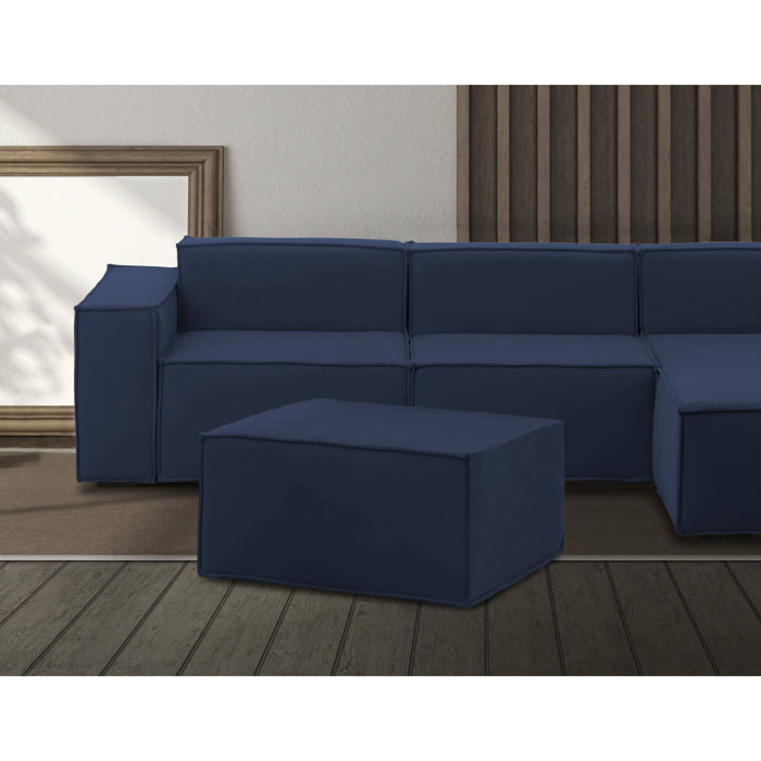 Pouf Barbara, Pouf da salotto, 100% Made in Italy, Poltroncina relax in tessuto imbottito, Cm 80x70h43, Blu