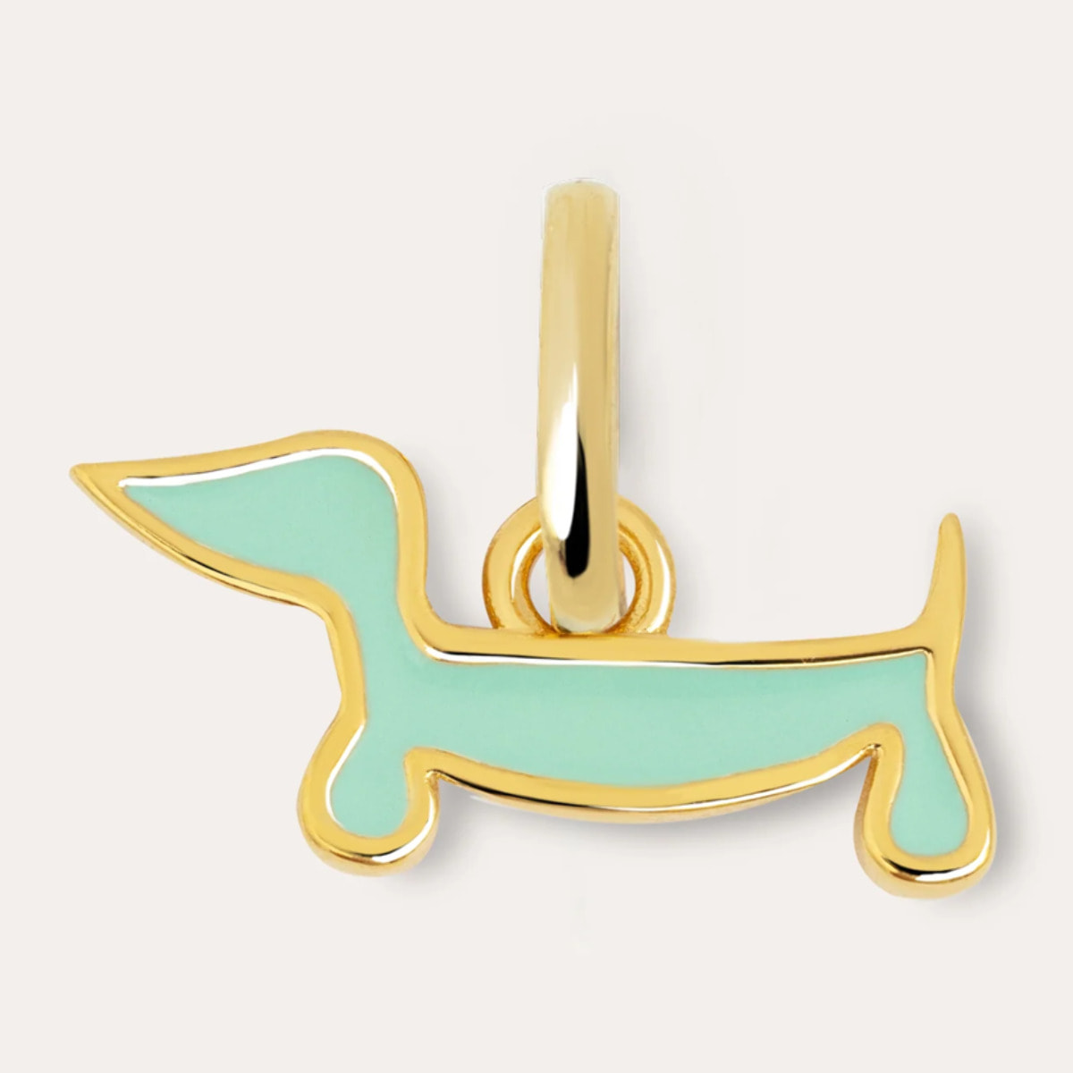 Charm Mini Dog Teckel Enamel Sky Placcato Oro
