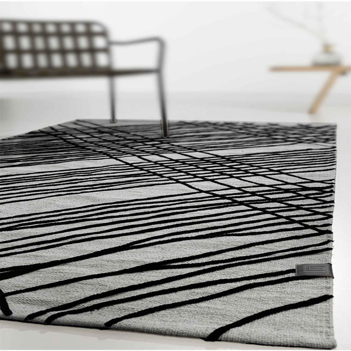 Tapis salon et chambre tissé en coton motif géométrique PURI