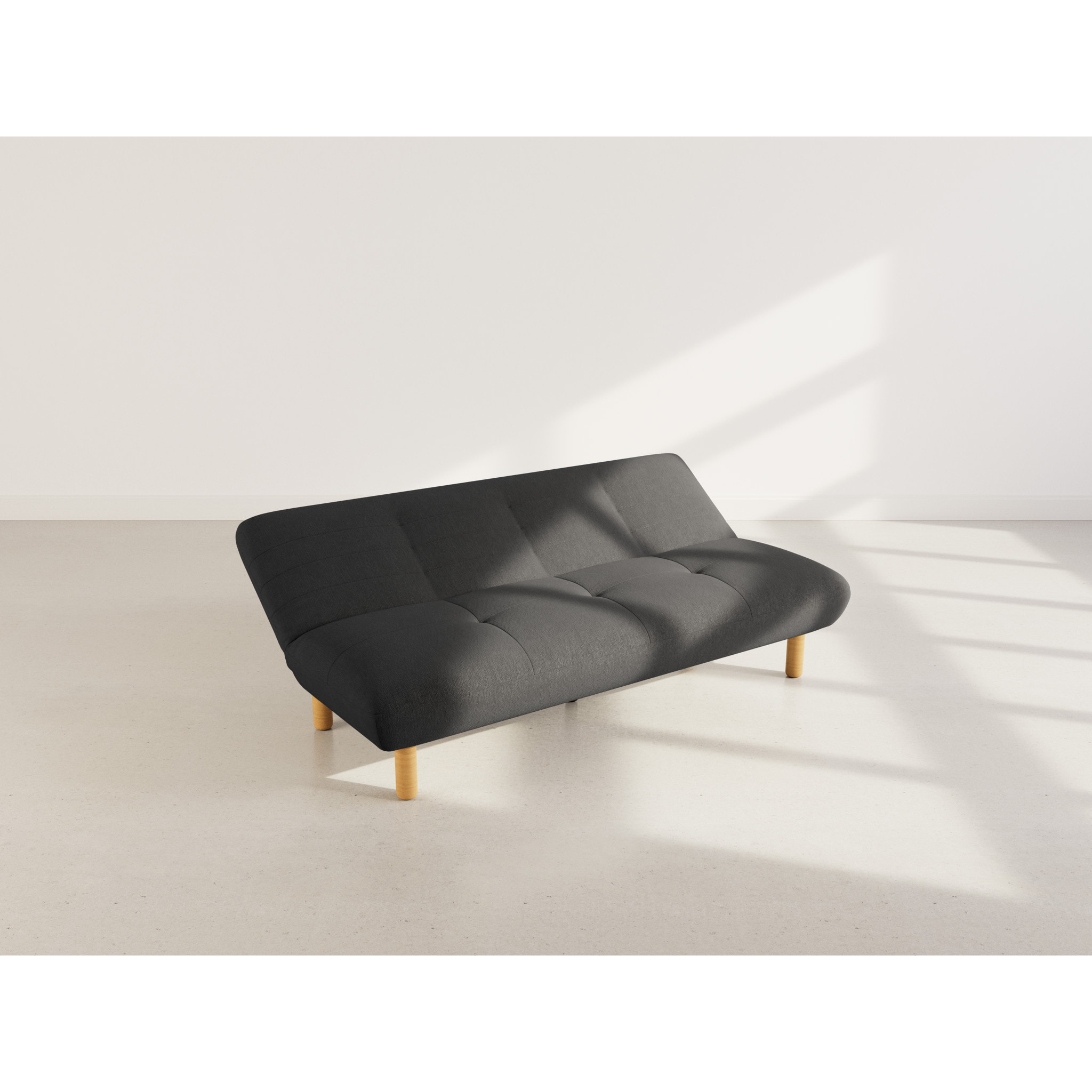 Soan - Banquette 2 places convertible clic-clac en velours texturé - Noir