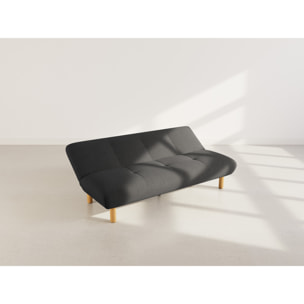 Soan - Banquette 2 places convertible clic-clac en velours texturé - Noir