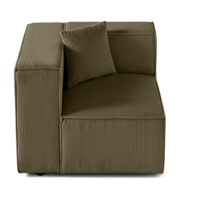 Arty - module d'assise gauche - en velours côtelé - Vert