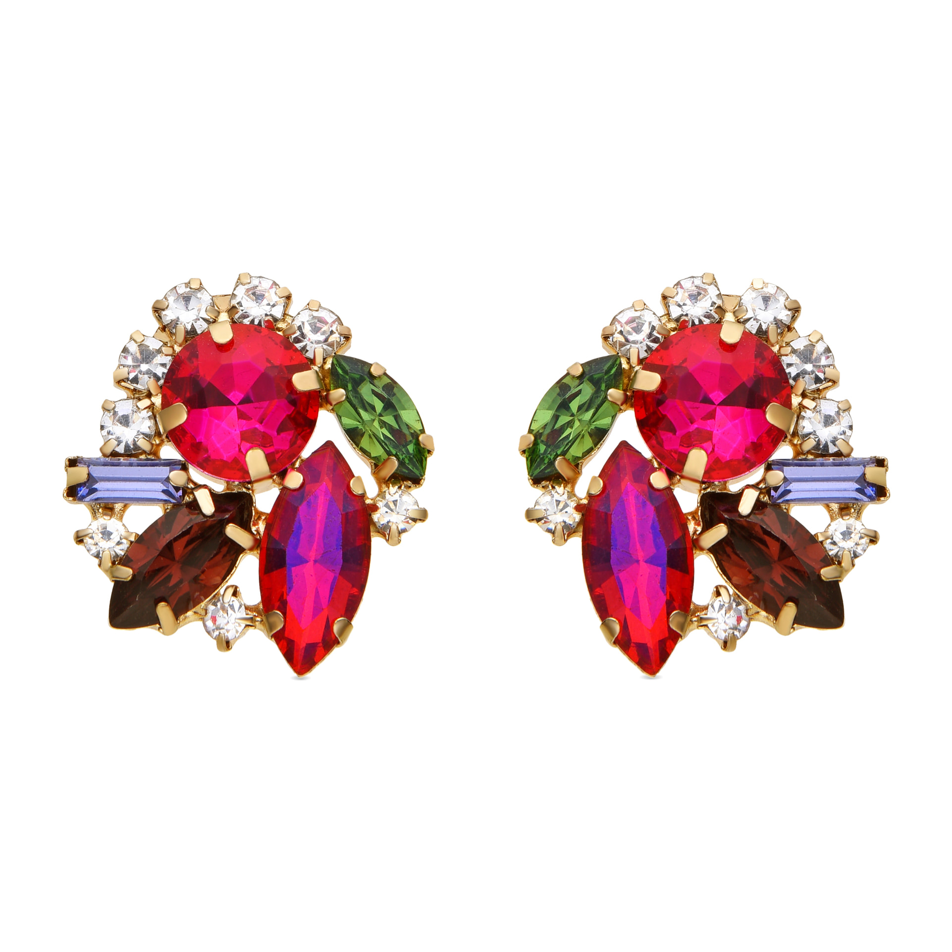 Pendientes de Cristal Morado acabados en oro amarillo de 18k