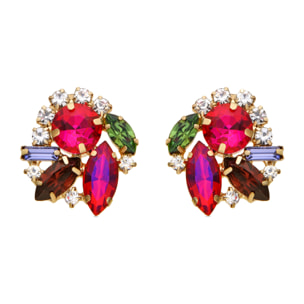 Pendientes de Cristal Morado acabados en oro amarillo de 18k