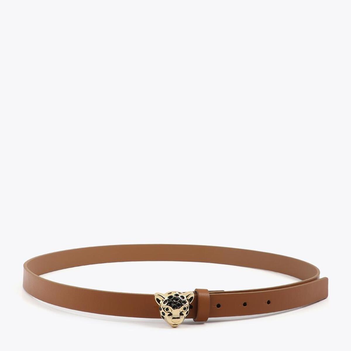 Cintura sottile con fibbia stampata leopardata