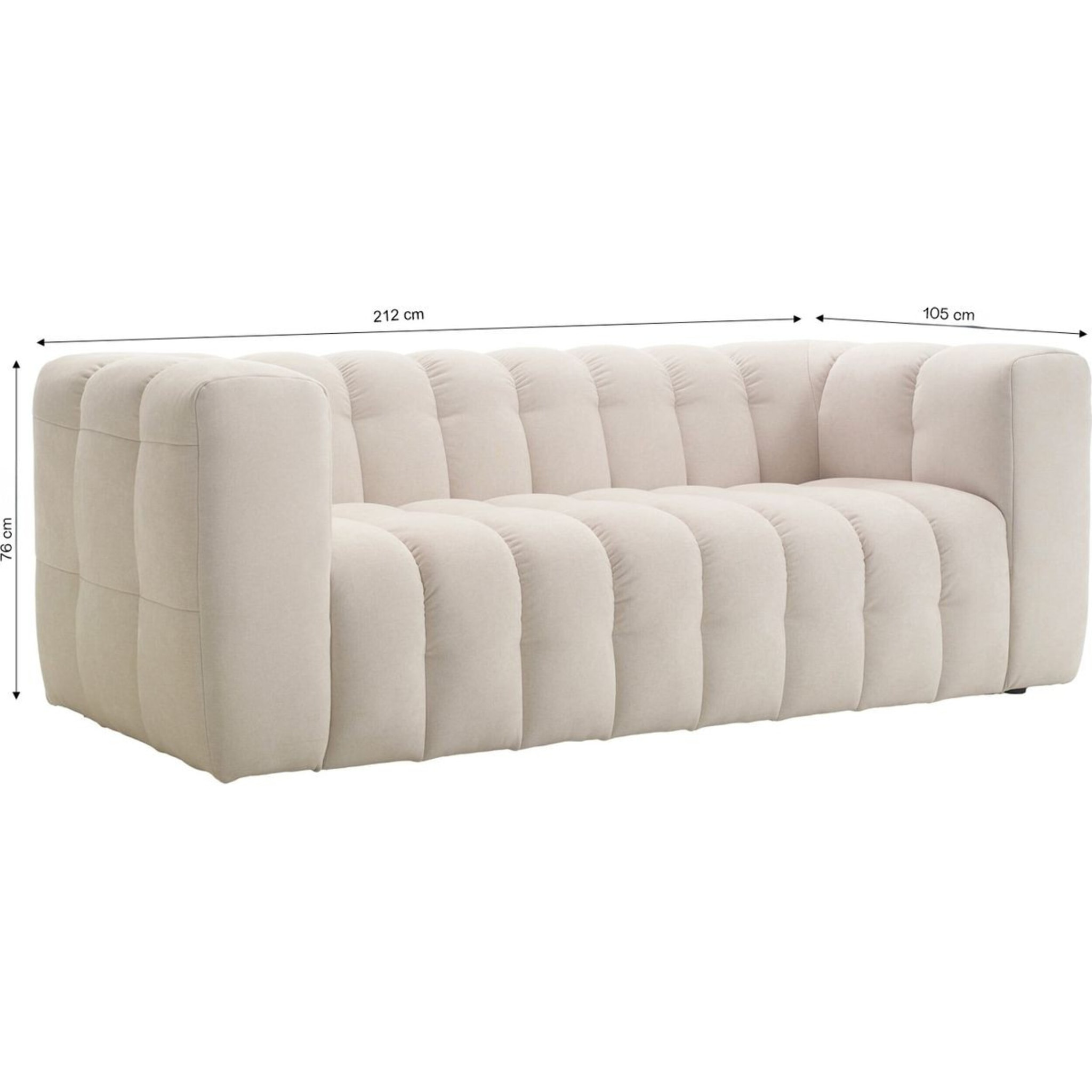 Canapé capitonné 3 places en tissu chenille - CESTER