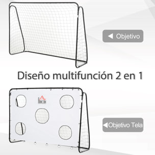 Portería de Fútbol Puerta de Fútbol con Soporte de Metal Lona de Precisión y Red para Entrenamiento de Fútbol en Jardín Aire Libre 240x88x174 cm Blanco