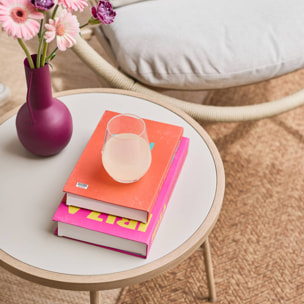 Set de 2 fauteuils de jardin avec table acier et rotin NAROLA