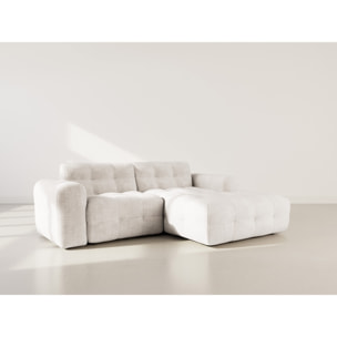 Diane - Canapé d'angle droit 4 places en velours texturé - Beige