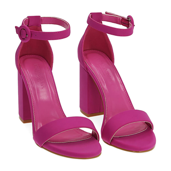 Sandali fucsia in lycra, tacco 9 cm