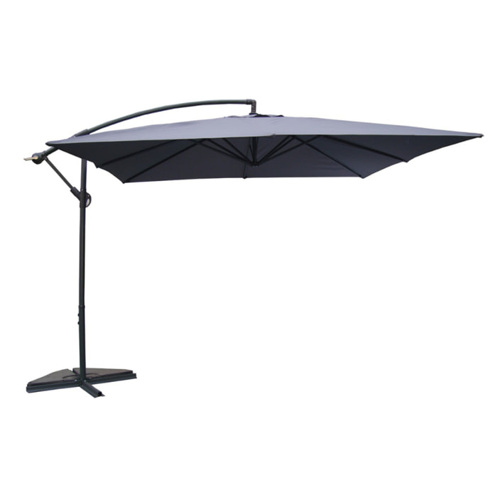 Parasol déporté carré 3x3m gris DAVAGNA
