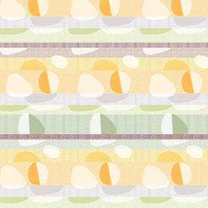 Nappe pur coton enduit 205 g/m² motif jacquard vert orange Mille galets terre cuite