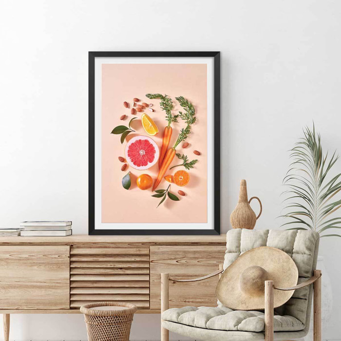 Affiche shot de vitamine c Affiche + cadre en bois - Noir