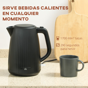 Hervidor de Agua Eléctrico 1,7 L, 2025 W, Calentador de Agua Eléctrico con Apagado Automático, Base Giratoria 360°, Filtro Antical Extraíble, Negro