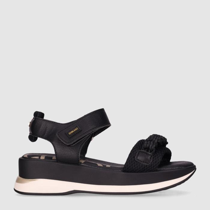 Sandalias de Piel Sintética - Negro - Tacón: 5 cm