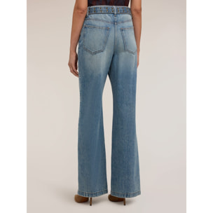 Motivi - Jeans palazzo washed con cinturón con tachuelas - Light - blue