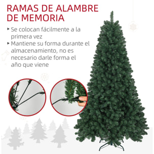 Árbol de Navidad 210 cm Árbol de Navidad Artificial con 1064 Ramas de Alambre de Memoria y Base Plegable Árbol de Navideño para Salón Verde