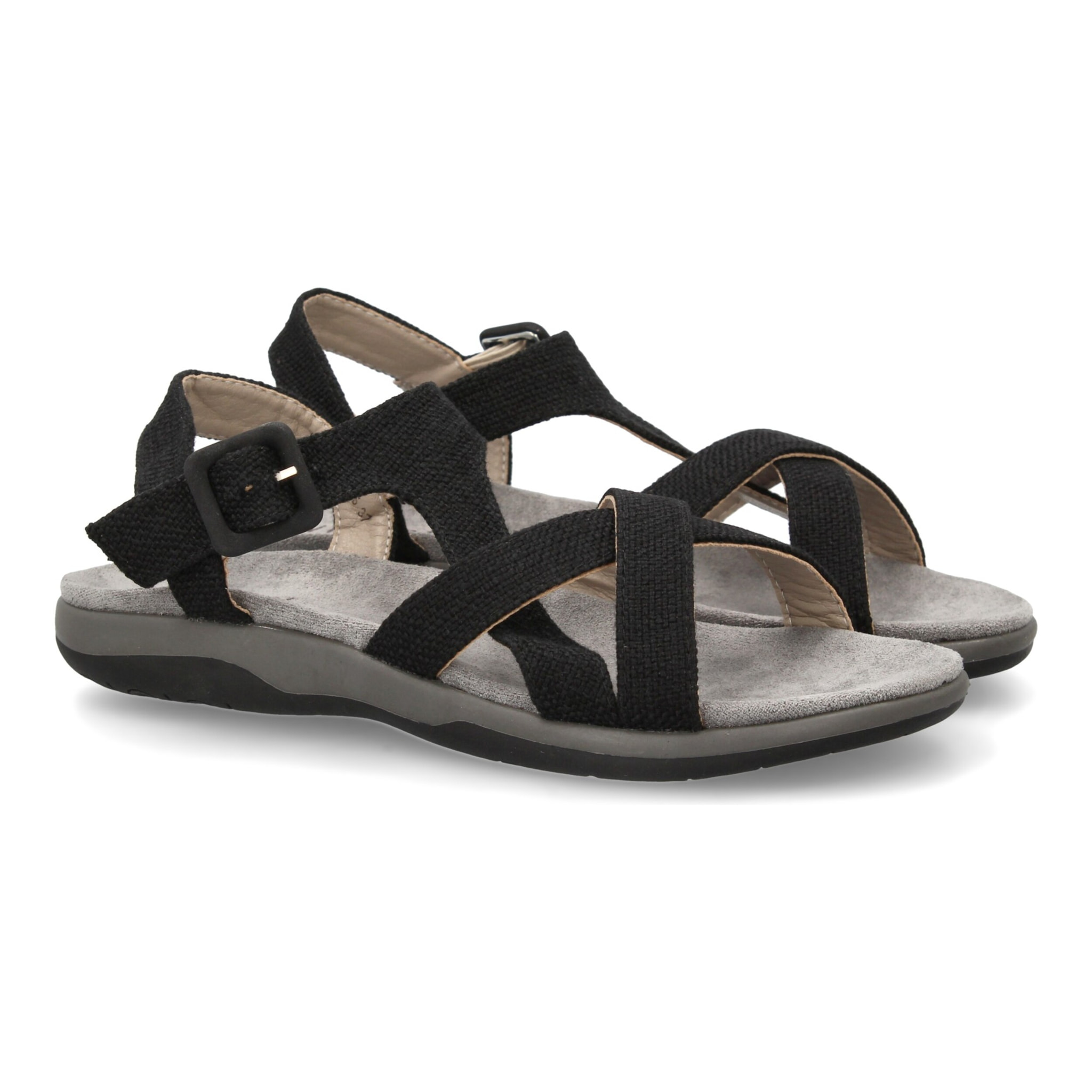 Sandalias planas de mujer diseño moderno, comodas con cierre de cierre autoadherente y con tiras cruzadas