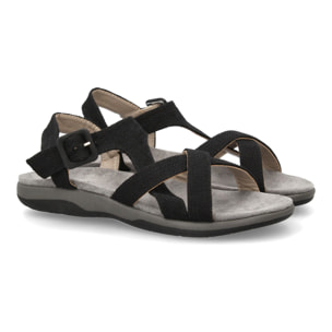 Sandalias planas de mujer diseño moderno, comodas con cierre de cierre autoadherente y con tiras cruzadas