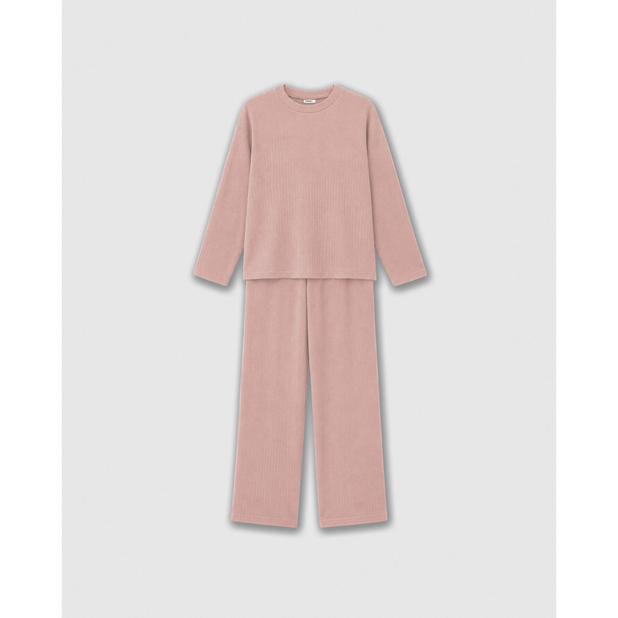Pijama canalé raya ancha rosa palo