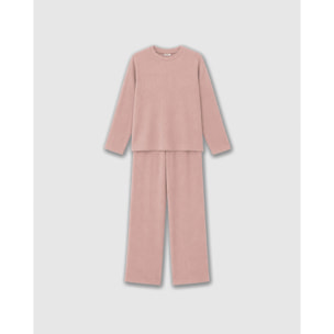 Pijama canalé raya ancha rosa palo