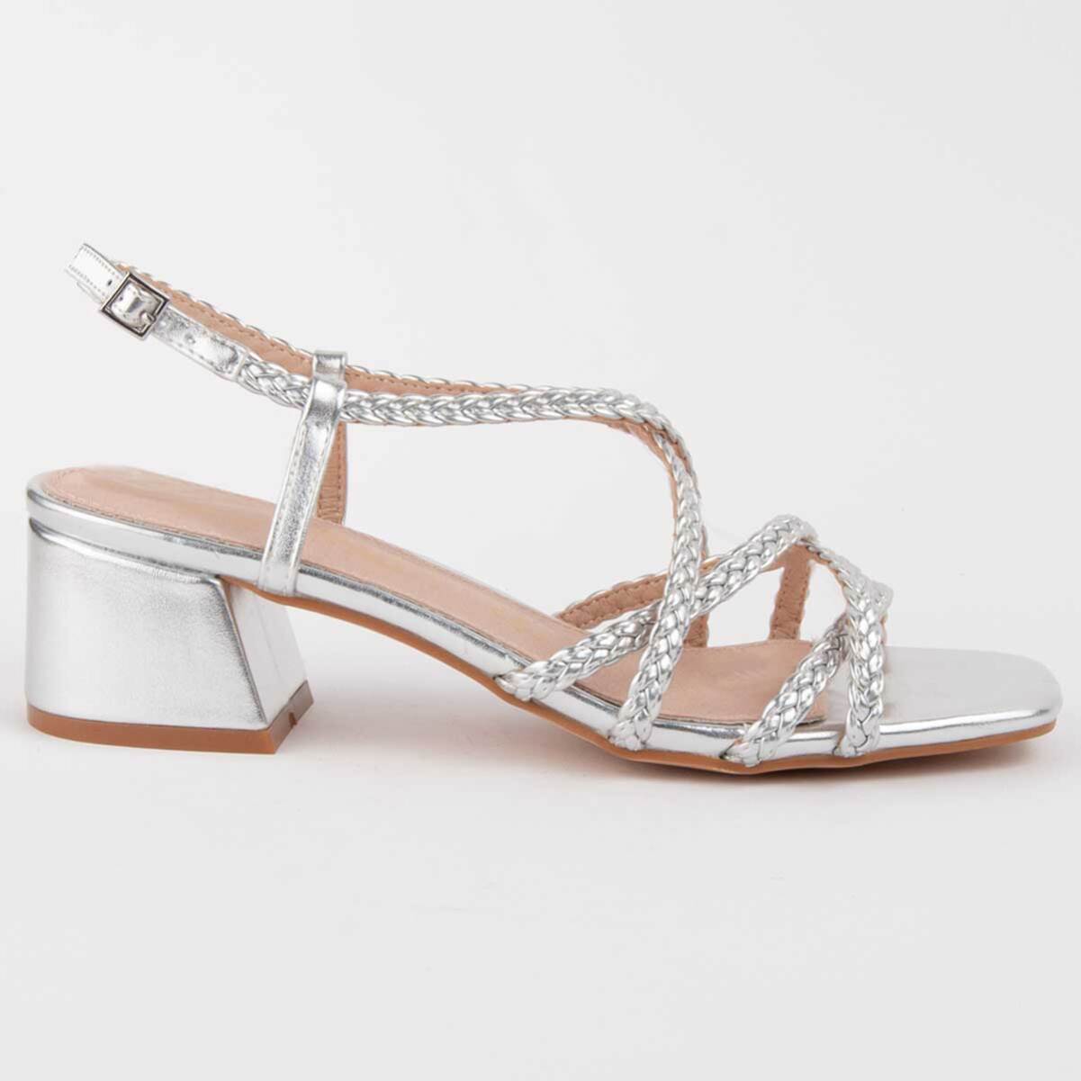 Sandalia De Tacón - Plateado - Altura: 5 Cm