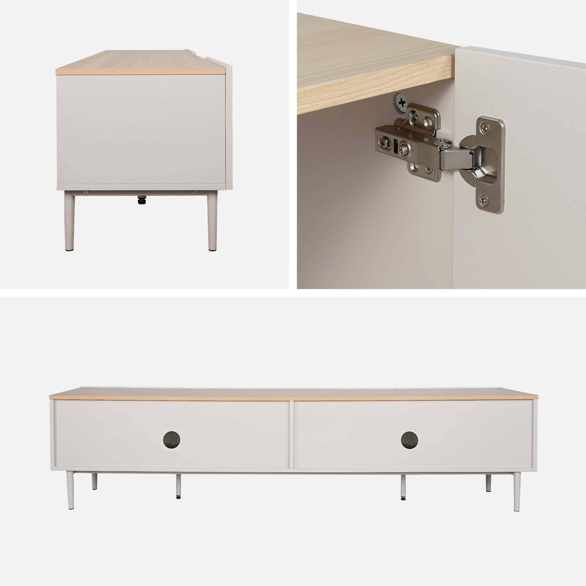 Meuble TV métal et décor bois 4 portes 180cm ASHTON