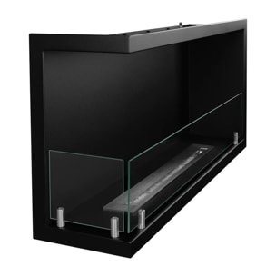 Sutri 90 - Camino a Bioetanolo da Incasso Angolare Sinistro 90x45x22,4 cm con Bruciatore 1,5lt in Acciaio