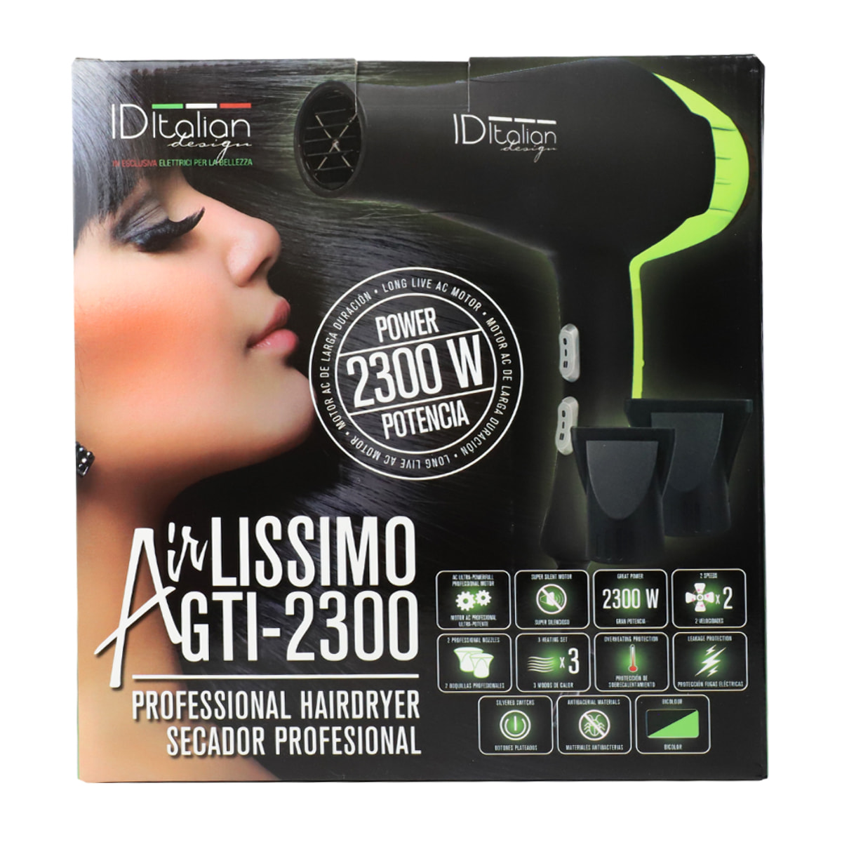 Asciugacapelli Gti 2300 Airlissimo Verde E Nero