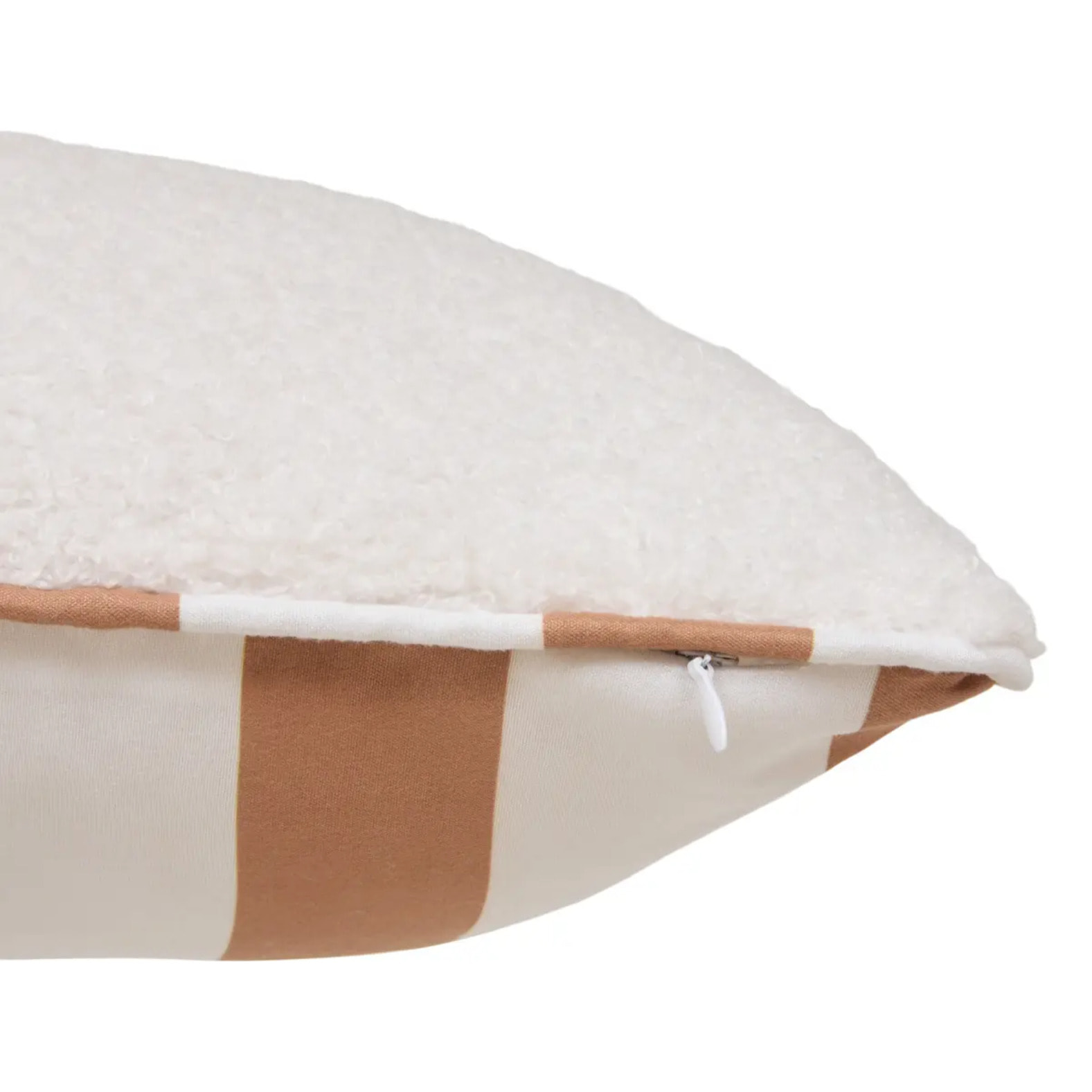 Coussin reversible bouclette/rayures Jaiko 38x58cm blanc et orange