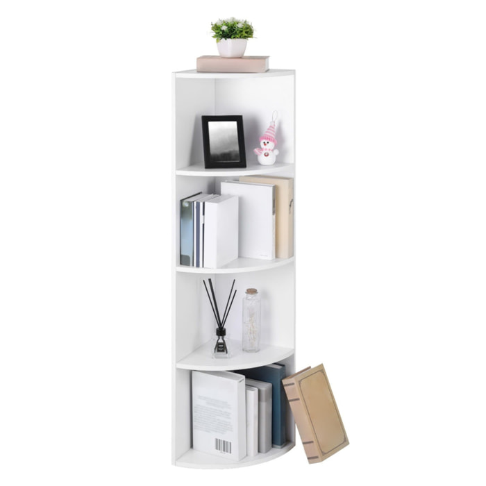 Scaffale angolare bianco a 5 ripiani in legno