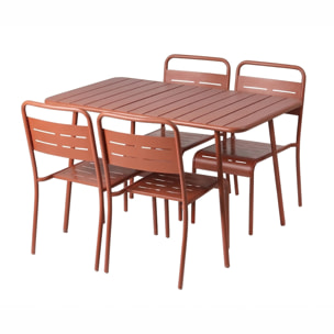 Ensemble table de jardin 120 cm et 4 chaises terracotta EVORA