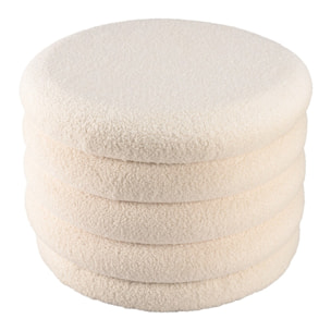 LEOPOLD - Pouf M en tissu bouclette écru avec rangement