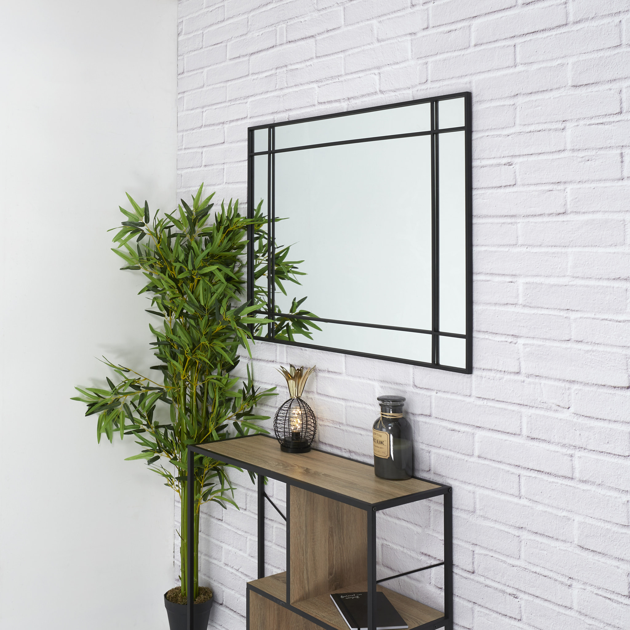 Miroir Rectangle Art Deco Noir