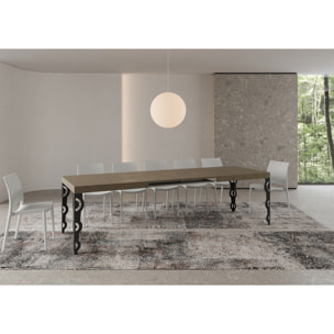 Table extensible 90x200/460cm Karamay taupe pieds anthracite