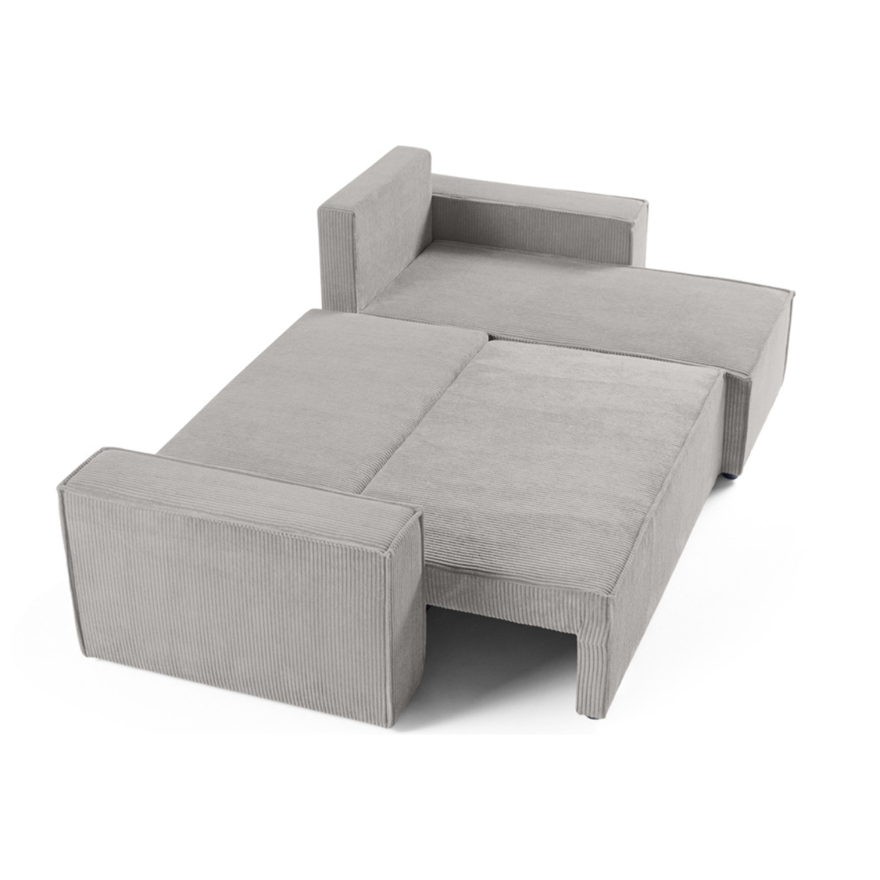 Cezanne - canapé d'angle réversible - 4 places - convertible avec coffre - en velours côtelé - Gris clair