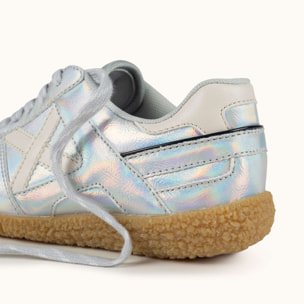 Zapatilla Infantil con Cordones en Acabado Metalizado Holográfico - MUNICH MINI GOAL 1629