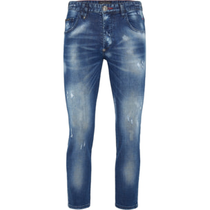PHILIPP PLEIN Denim Trousers Skinny Destroyed Iconic Plein