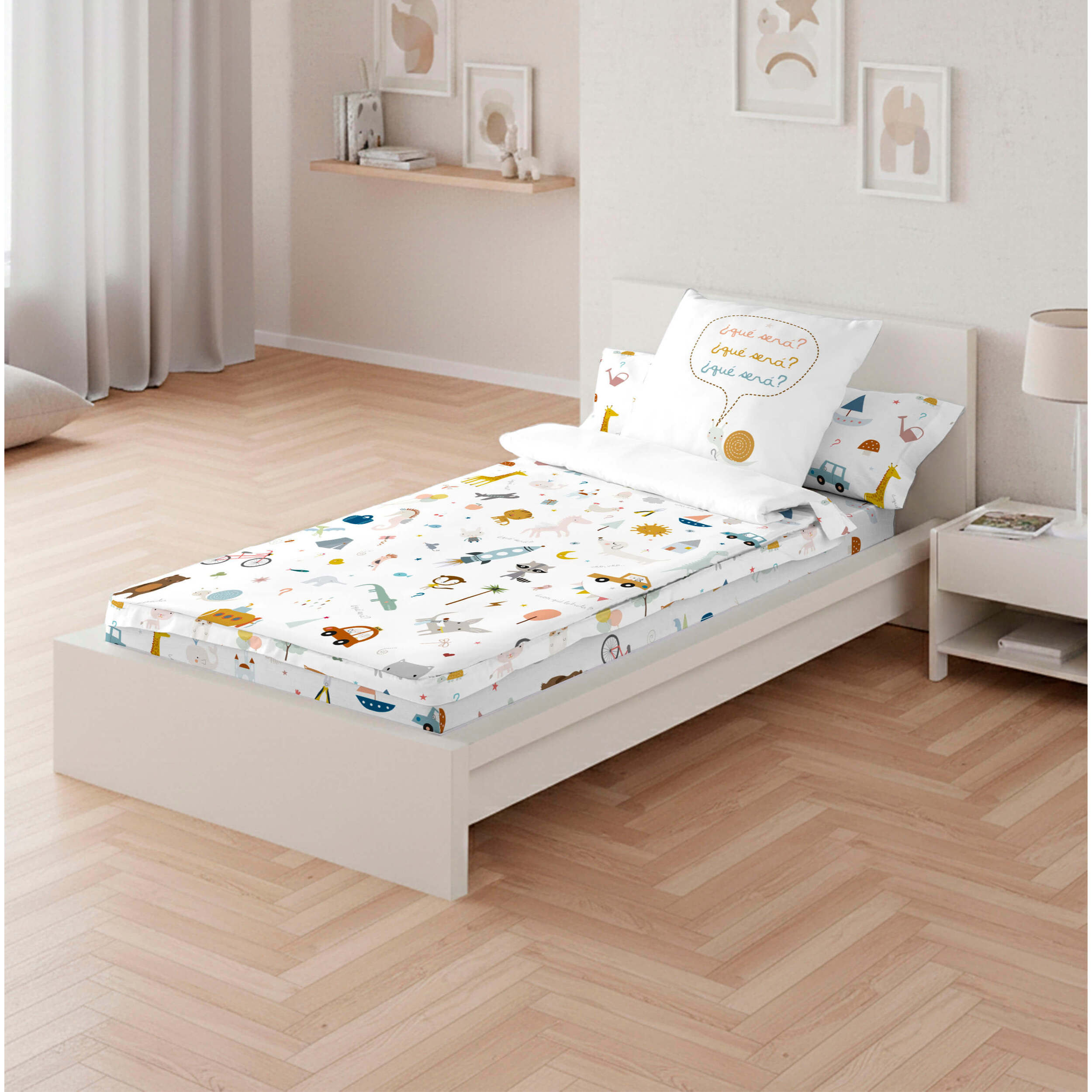 Saco Nórdico Estampado - Infantil - Con cremallera - Incluye 1 Funda de Almohada - 100% Algodón - Veo Veo